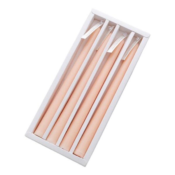 

4pcs elegent taper candles 9.8inch tall burning smokeless dinner wedding