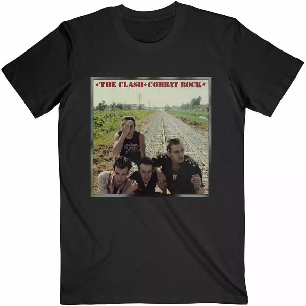 

black the clash combat rock licensed men t-shirt, White;black