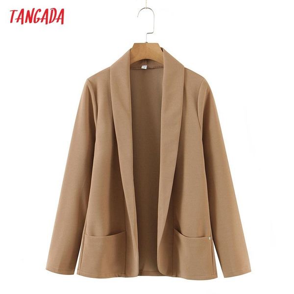 

women's suits & blazers tangada women khaki blazer coat vintage notched collar pocket female casual chic 8h97, White;black