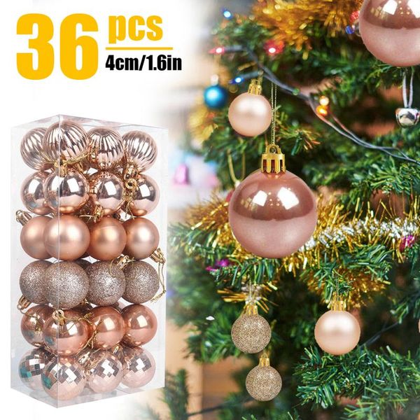 

party decoration 36pcs rose gold plastic christmas balls ornament hang pendant ball indoor year xmas tree decor home