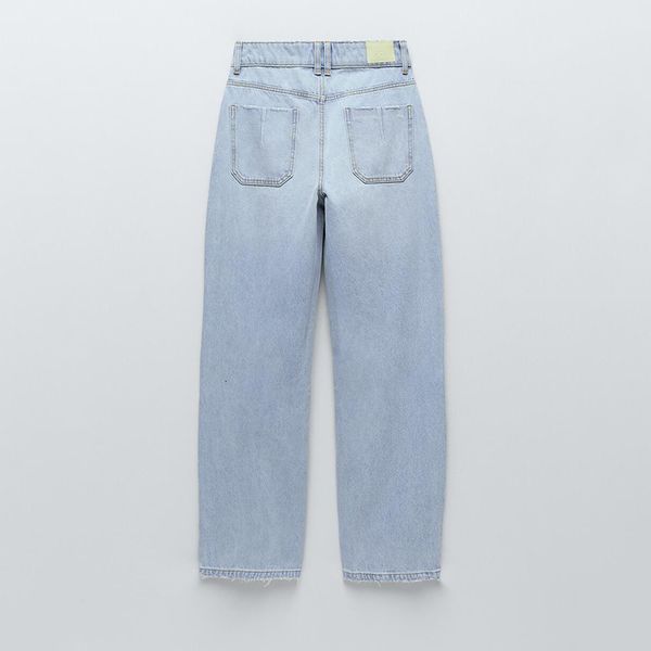 

women's pants & capris 2021 fashion loosens high waist light blue leg wide women's brim pants, Black;white