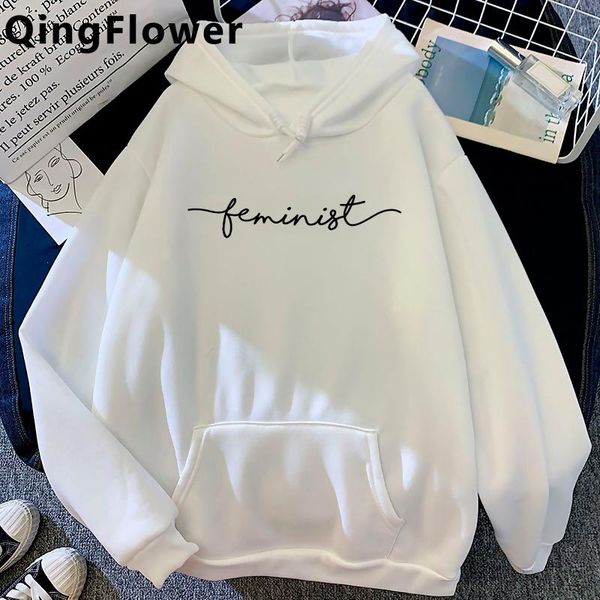 

women's hoodies & sweatshirts feminist feminism girl power grl pwr women printed oversized grunge hip hop female hoody korea plus size, Black