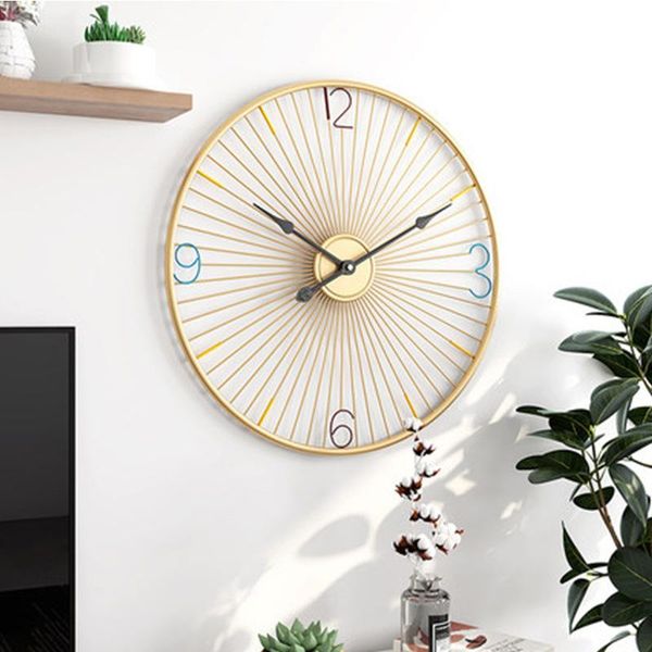 

nordic wall clock living room silent round iron clocks