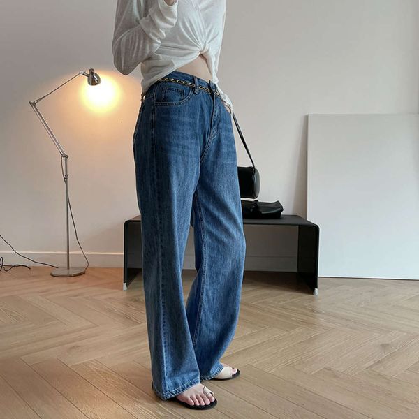 

chenzhi waist chain autumn skinny women's tube loose wide leg pants 2631, Blue
