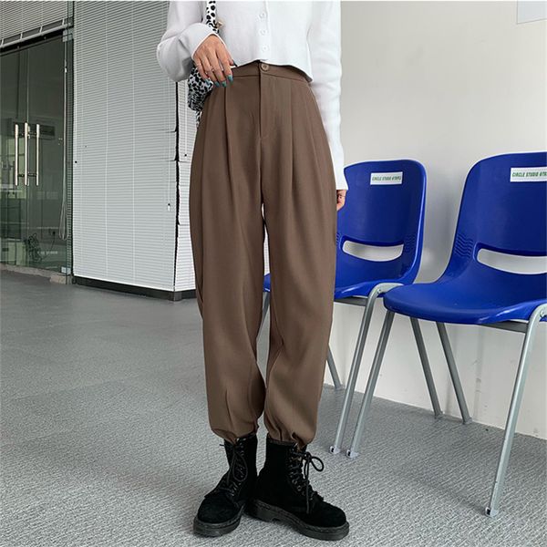 

women's pants & capris hzirip elegant work wear formal highwaisted harem women's pants lower autumn solid casual fashion suit nfe0, Black;white