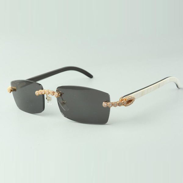 

66s sunglasses 2022 bouquet diamond sunglasses 3524012 with natural mixed buffalo horn glasses lens 3.0 thickness, White;black