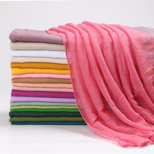 

spring and summer monochrome candy color sunscreen scarf cotton solid women shawl muslim hijab ethnic clothing, Red