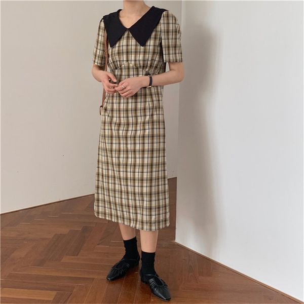 

dresses sweet women slim elegance plaid chic brief straight streetwear geometric all match retro, Black;gray