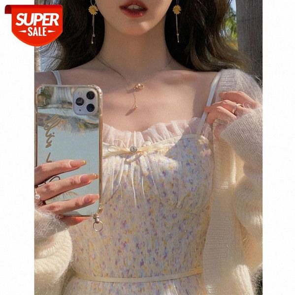 

korean sling looks thin and slightly drunk lilian/qing girly floral skirt trendy hair on behalf of #bg2q, White;black