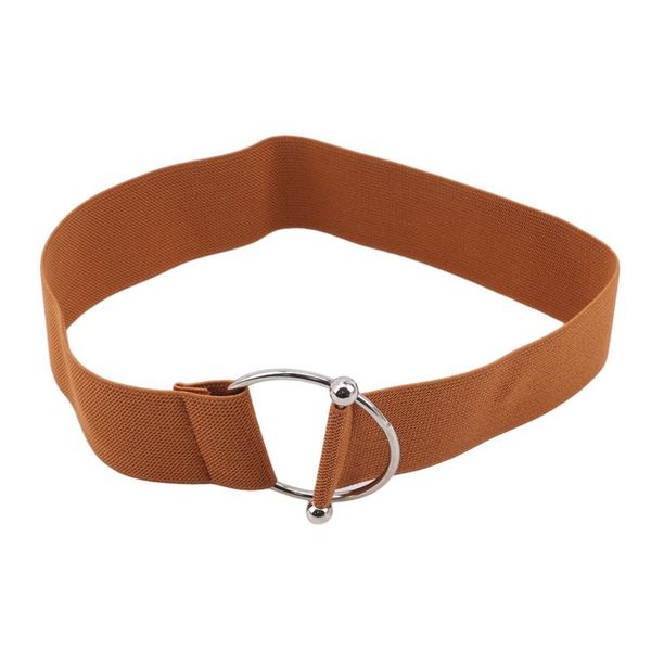 

belts women elastic solid color simple waist ladies round buckle metal decoration coat sweater fashion dress accessories, Black;brown