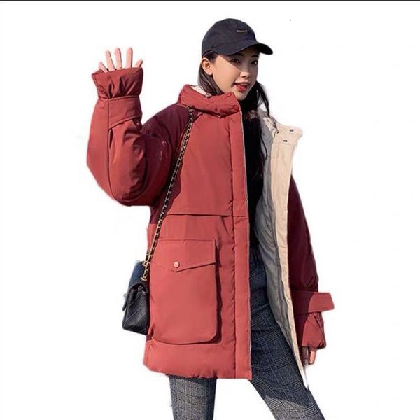 

down female parka jacket hooded windproof tooling clothing loose casual warm cotton thick winter coat women, Black
