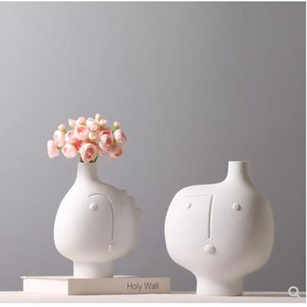 

vases nordic white ceramic face vase, home office restaurant bar deskdecoration crafts, christmas birthday holiday gifts