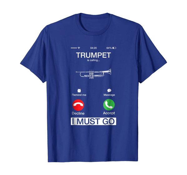 

trumpet is calling and i must go funny phone screen t-shirt, White;black