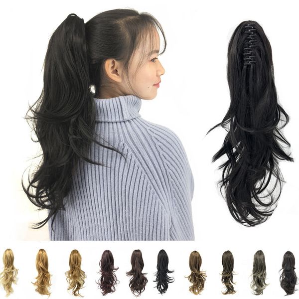 

wig pear fashion flower claw clip horsetail curl, Black;brown