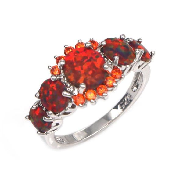 

cluster rings jz0217 orange fire opal silver plated wholesale wedding gift women jewelry ring size 5-12, Golden;silver