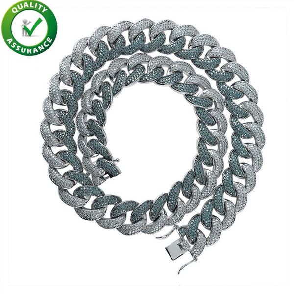 

iced out chains luxury men diamond necklace chain hip hop jewelry designer cuban link bling rapper choker fashion charms hip hop accessories, Silver