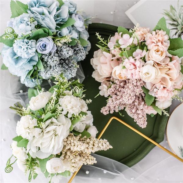 

heads/bouquet artificial silk peony bunch small flowers diy home garden party wedding decor flower decorative & wreaths