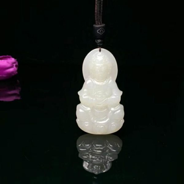 

lockets h75#exquisite hetian jade guanyin pendant, Silver