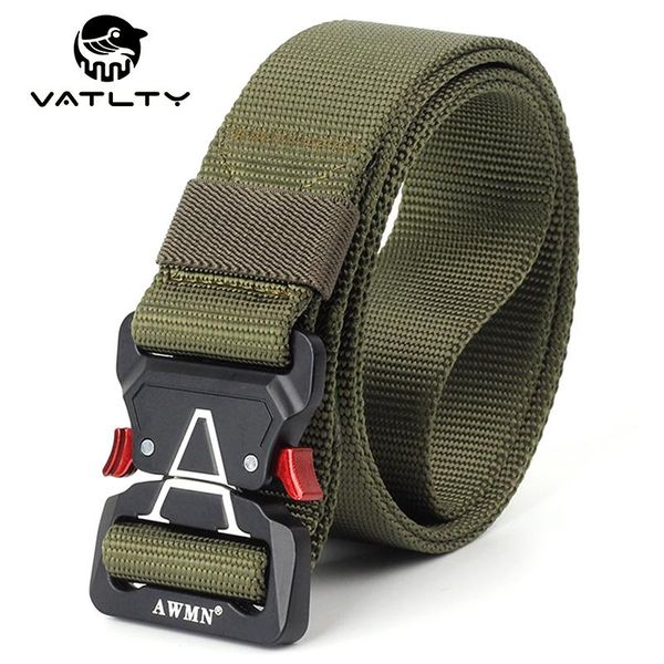 

official authentic tactical belt rust-proof alloy quick release buckle military nylon tight outdoor work waist support, Black;gray