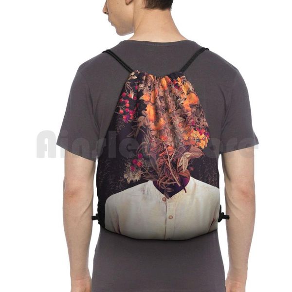 

bloom backpack drawstring bag riding climbing gym frank moth vintage collage graphic design people floral retro color