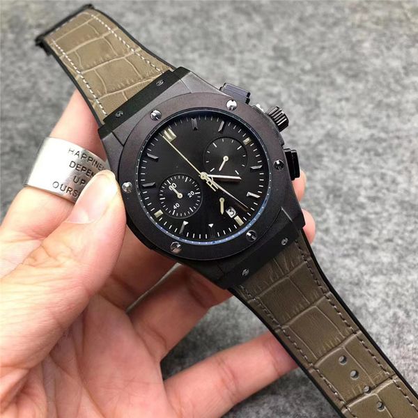 

new men's fashion business watch horseshoe designer dial leather strap sports waterproof watches ob4018, Slivery;brown