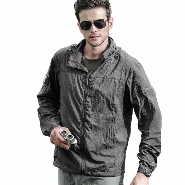 

men's trench coats portable army military jackets men summer thin waterproof windbreaker quick dry tactical jacket anti-uv raincoat clo, Tan;black