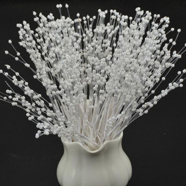 

decorative flowers & wreaths 10pcs flower bouquet/wire stem/ wedding decoration scrapbooking artificial pearl flowerswhite/gold/silver color