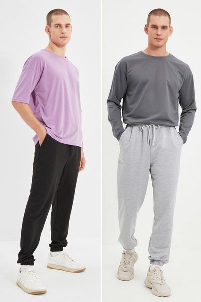

running pants trendyol men oversize basic sweatpants tmnaw22ea0325, Black;blue