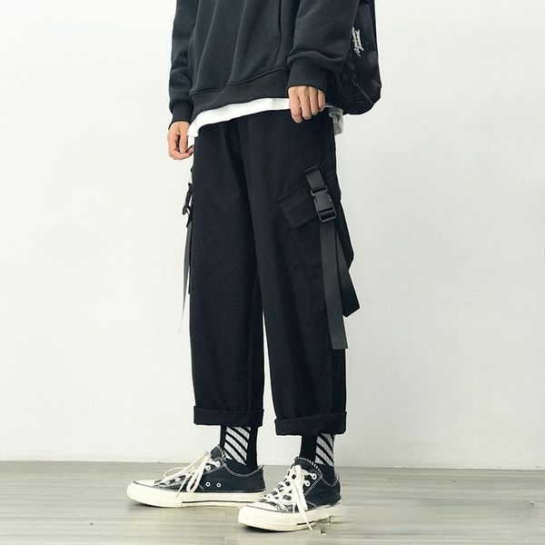 

men's pants 2021 spring summer cargo men hip hop streetwear jogger pant fashion trousers multi-pocket casual sweatpants d81, Black