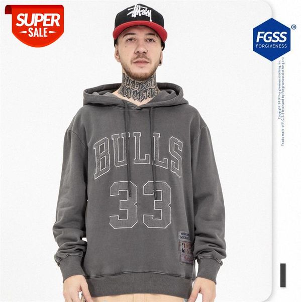 

high street washed hooded hip hop tide brand retro sports jersey hoodie couple sweater loose #381n, Black