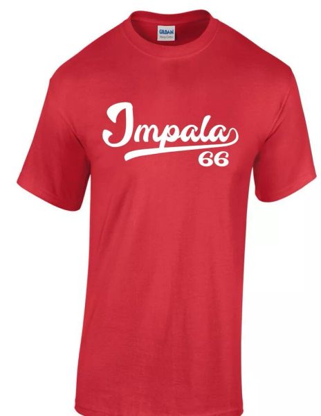 

Impala 66 Script Tail Shirt - 1966 Lowrider Classic Car - All Sizes & Colors, White;black