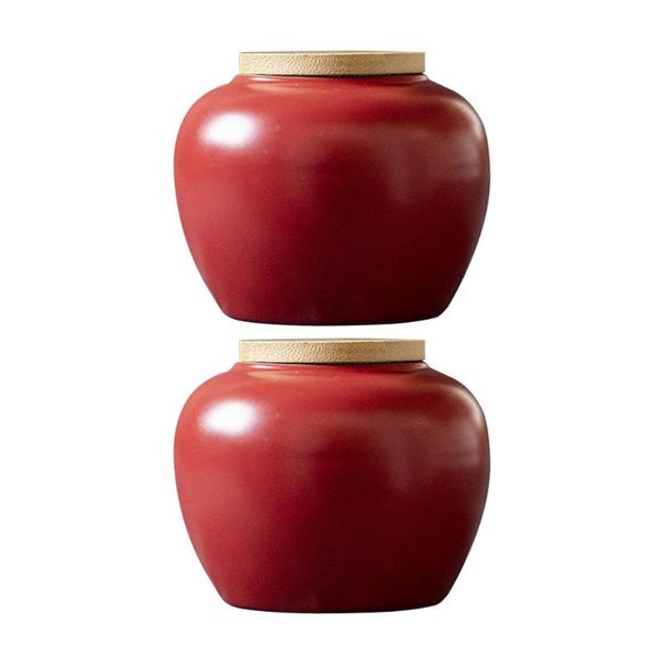 

storage bottles & jars 2pcs ceramic tea can sealing canister portable sealed jar with lid