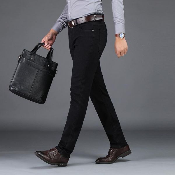 

business casual men's thick jeans high quality, Blue