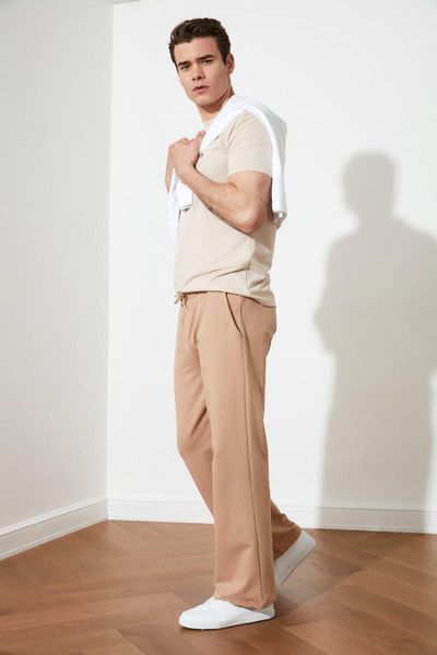

running pants trendyol men 's relax fit flare sweatpants tmnss21ea0197, Black;blue
