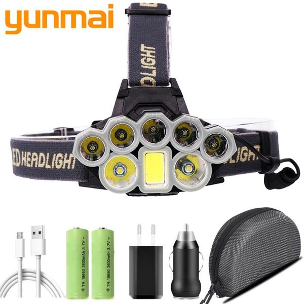 

powerful headlamp headlights led bulbs usb rechargeable 18650 battery head torch lamp waterproof 5000 lumens headlamps