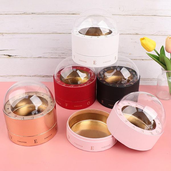 

1pc chocolates box flower round handle transparent gift packing wrap