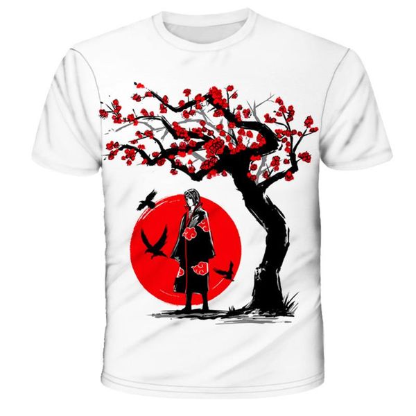 

men's t-shirts itachi t shirt anime summer men women naruto cartoon game characters fashion casual 3d print oversized o-neck tee, White;black