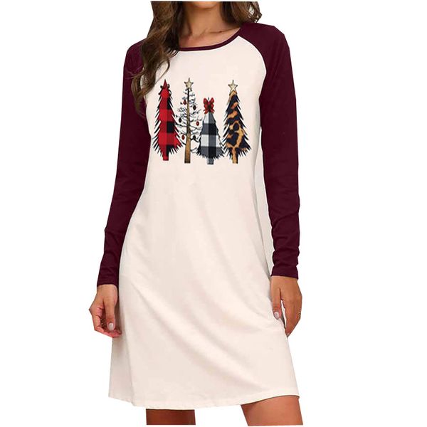 

Autumn and Winter New Long-sleeved Dress Christmas Print Women's Clothing, Black;gray