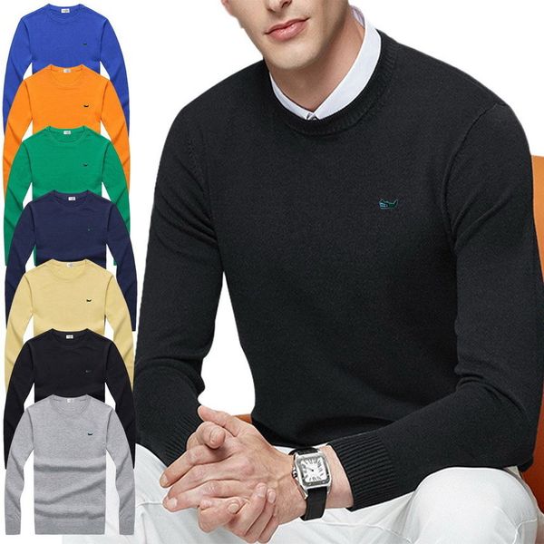 

100% cotton men's warm sweater in autumn and winter, round neck sweater, pl85072021, White;black