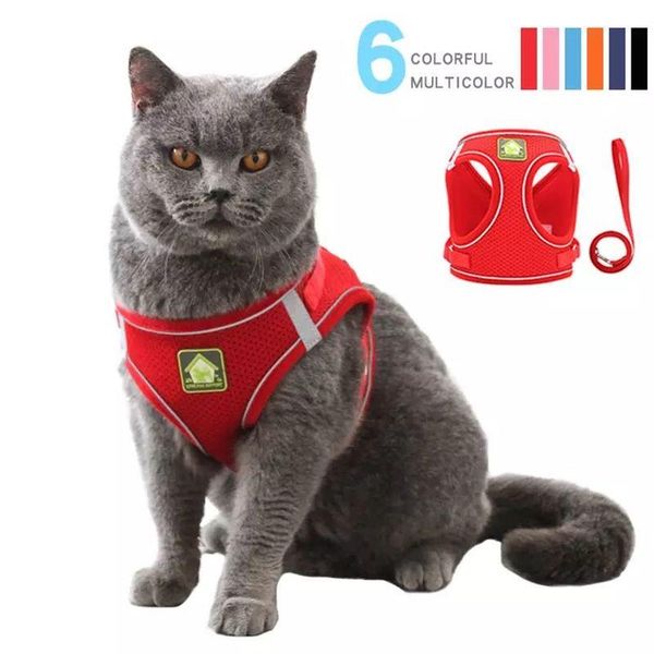 

cat carriers,crates & houses reflective puppies and harness vest, with walking lead belt, adjustable collar polyester harness, suitable for