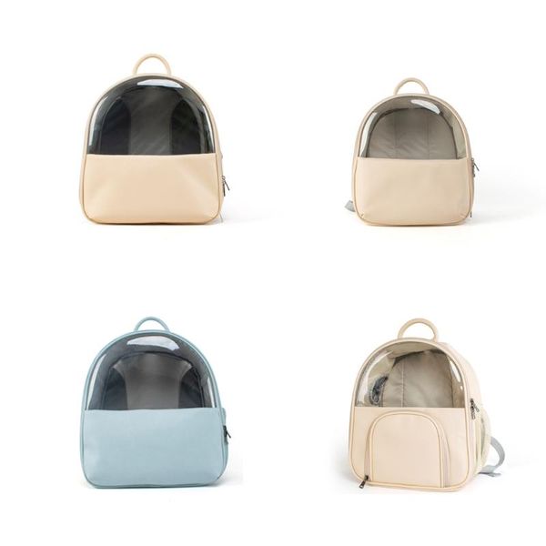 

backpack pu leather fashion cat bag simple breathable portable pet outdoor travel transparent space bags
