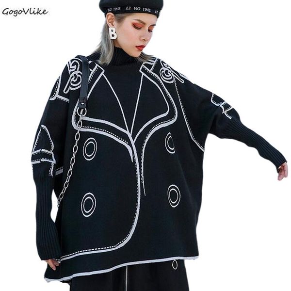 

women's sweaters 2021 autumn winter fashion sweater ins knitwear loose style patterned jumpers femme sa172s30, White;black