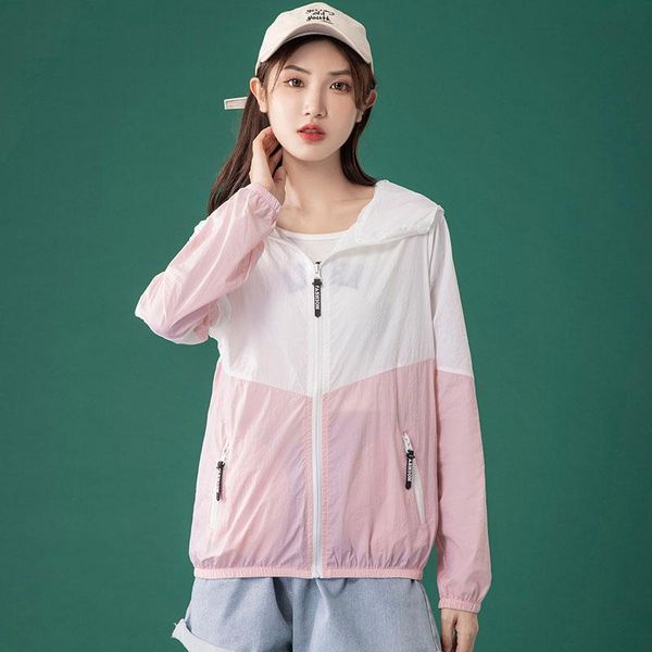 

women's jackets patchwork sunscreen jacket women hoodies coat 2021 autumn cardigan uv resistant causal sported outerwear zipper, Black;brown