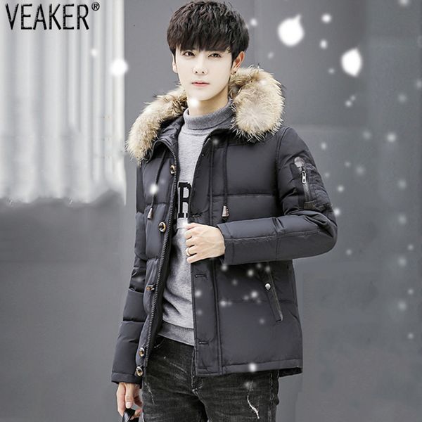 

men's thick leather hooded down et, windbreaker, winter warm coat, m-4xl, new in 2021, Black