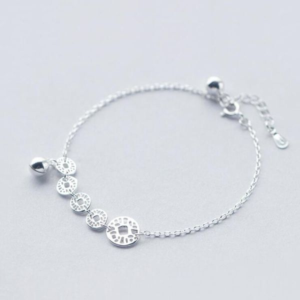 

charm bracelets 100% 925 real sterling silver fashion women's jewelry circle pendant bracelet for women wife girls lady gift s501, Golden;silver