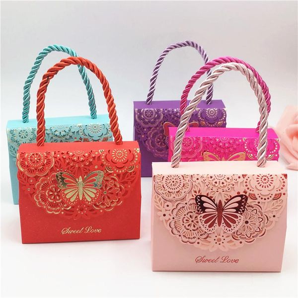 

gift wrap 10 pcs multi-color square box with butterfly wedding candy/biscuit/chocolate 9x4x7cm