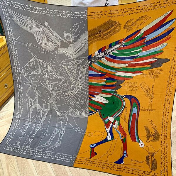 

scarves luxury 70% cashmere 30% silk scarf women fashion winter warm kerchief wings horse blanket shawl stole 135*135cm, Blue;gray