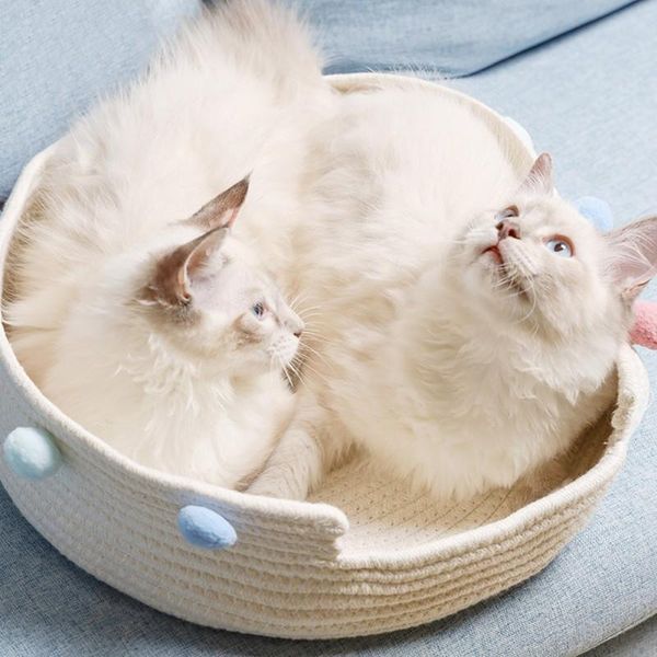 

cat beds & furniture hand-woven cotton pad deep sleep litter four seasons universal small dog kennel pet board house #