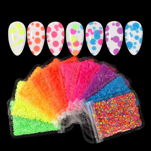 

nail art decorations 10pcs fluorescent round shape sequins nails colourful glitter flakes accessories mix sizes paillette charms, Silver;gold