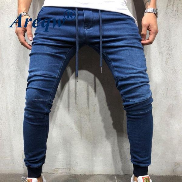 

men's pants mens jean pencil fashion men casual slim fit straight stretch feet skinny zipper jeans for male sell trouse, Black